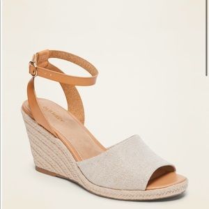 Metallic Textile Espadrille Wedge Sandals